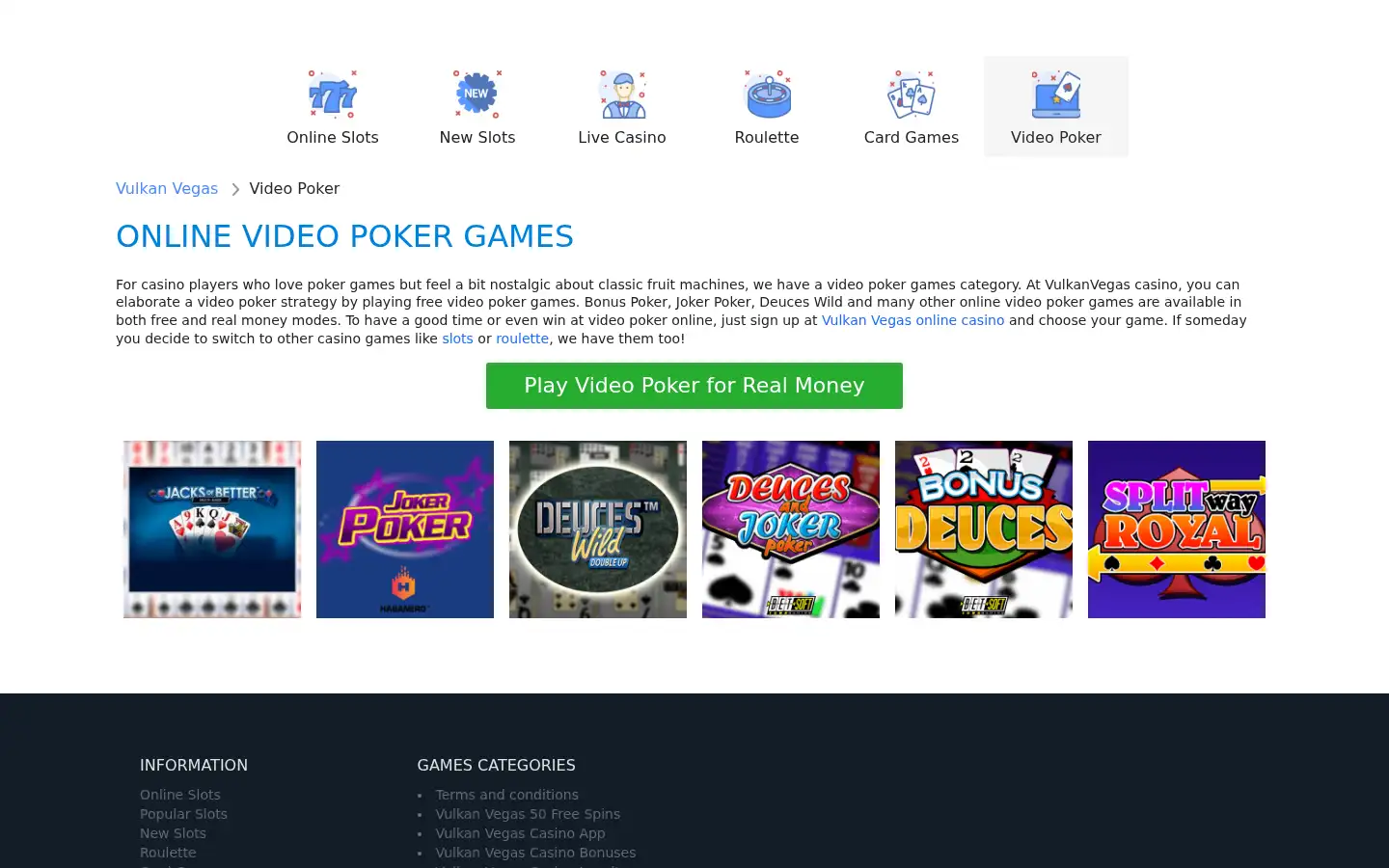 Screenshot of vulkanvegas.casino