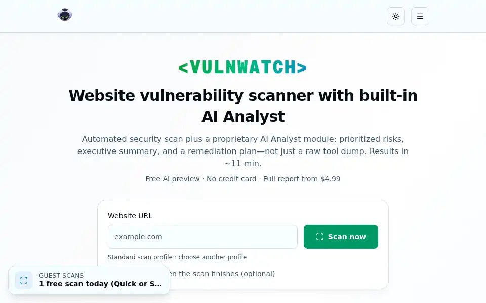 Screenshot of vulnwatch.pro