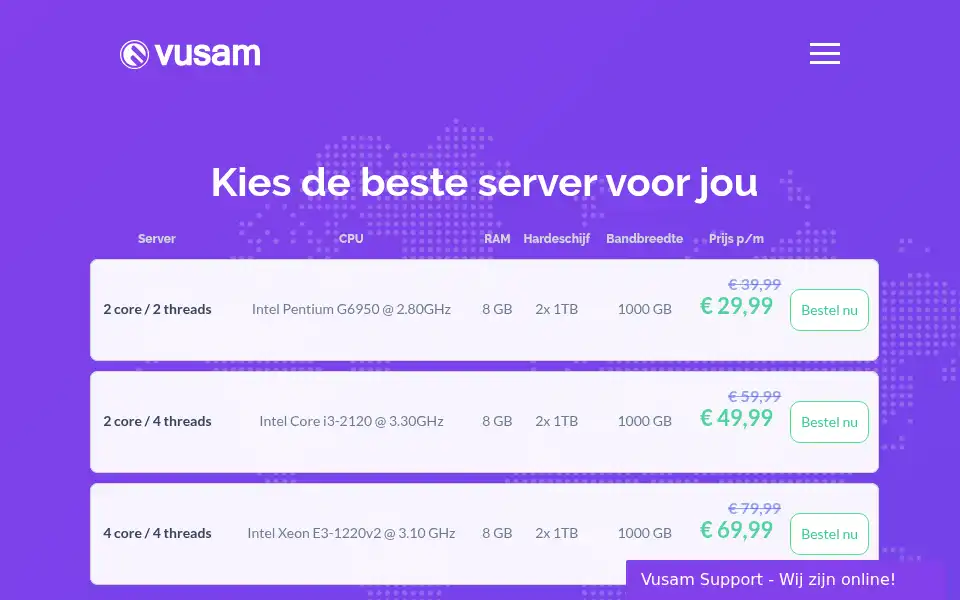 Screenshot of vusam.nl