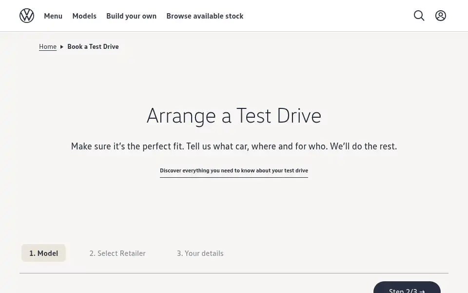Screenshot of vw.co.uk