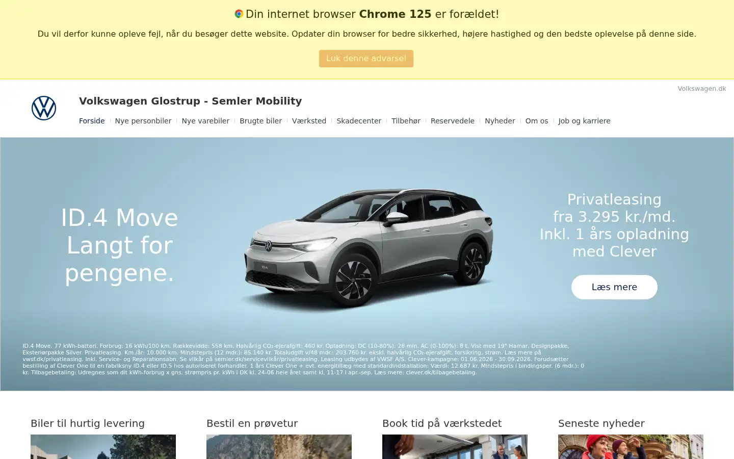 Screenshot of vw-glostrup.dk