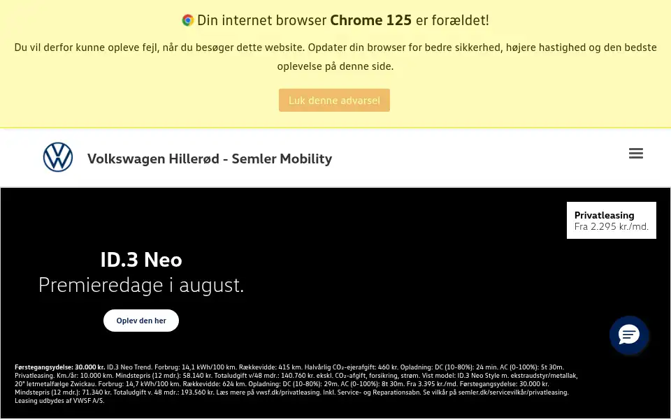 Screenshot of vw-hillerod.dk
