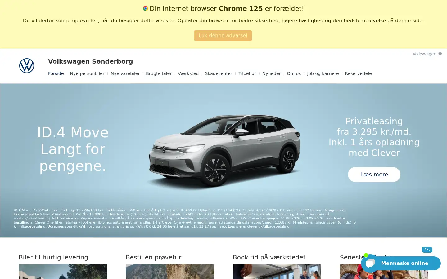 Screenshot of vw-soenderborg.dk