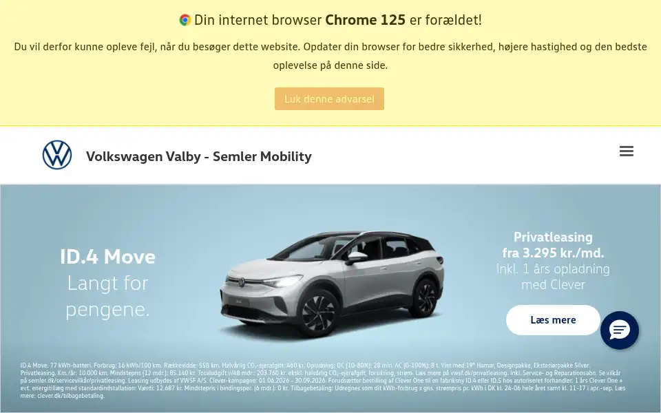 Screenshot of vw-valby.dk