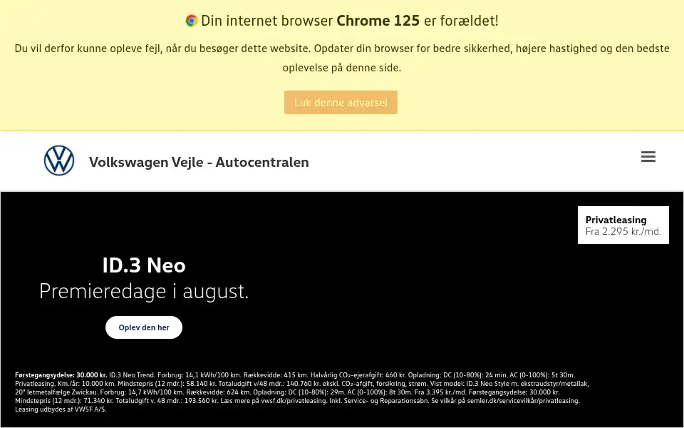 Screenshot of vw-vejle.dk