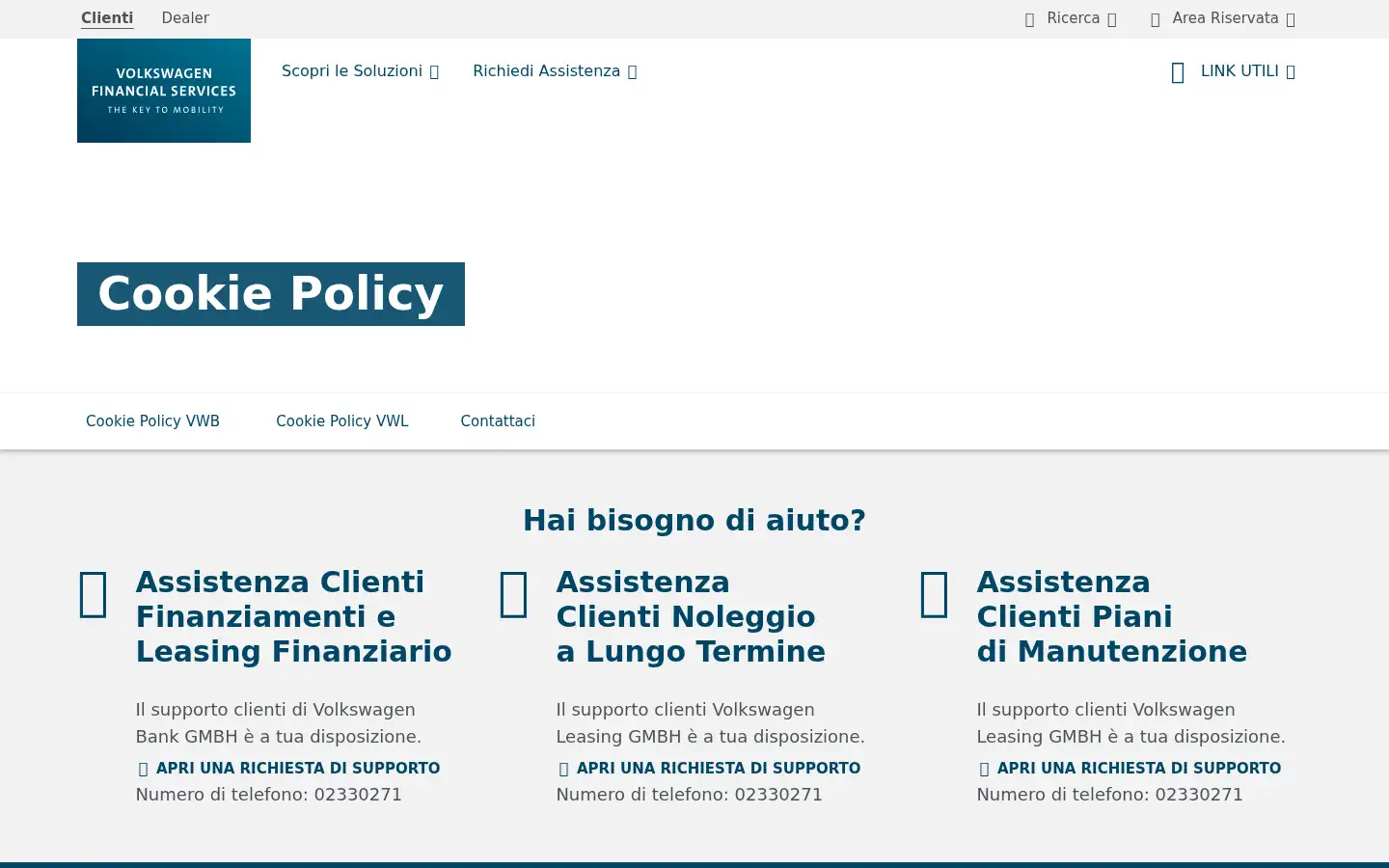 Screenshot of vwfs.it