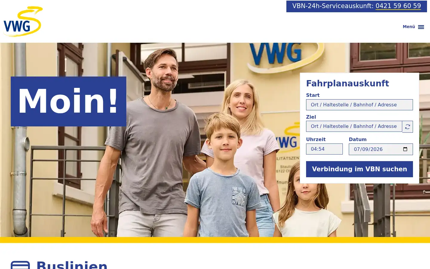 Screenshot of vwg.de
