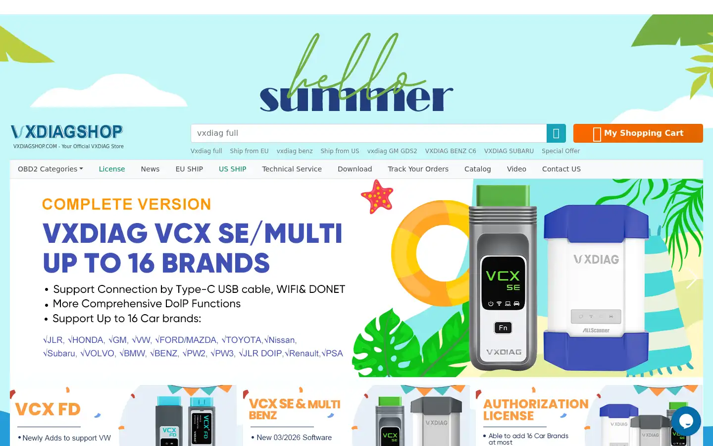 Screenshot of vxdiagshop.com