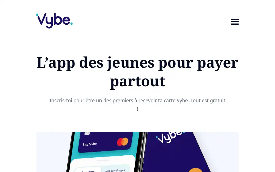 Screenshot of vybecard.com