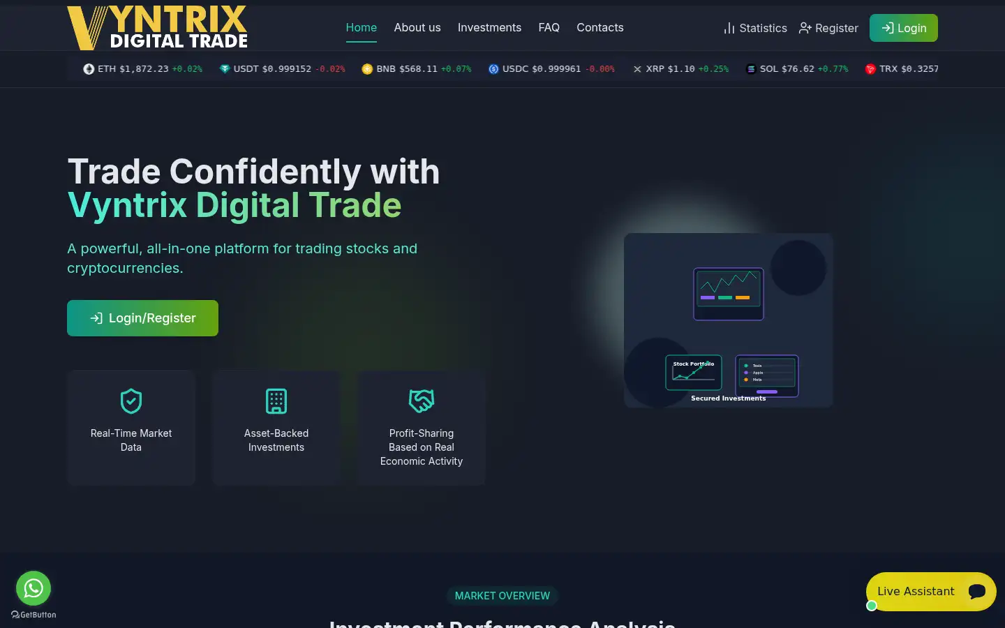 Screenshot of vyntrixdigitaltrade.com