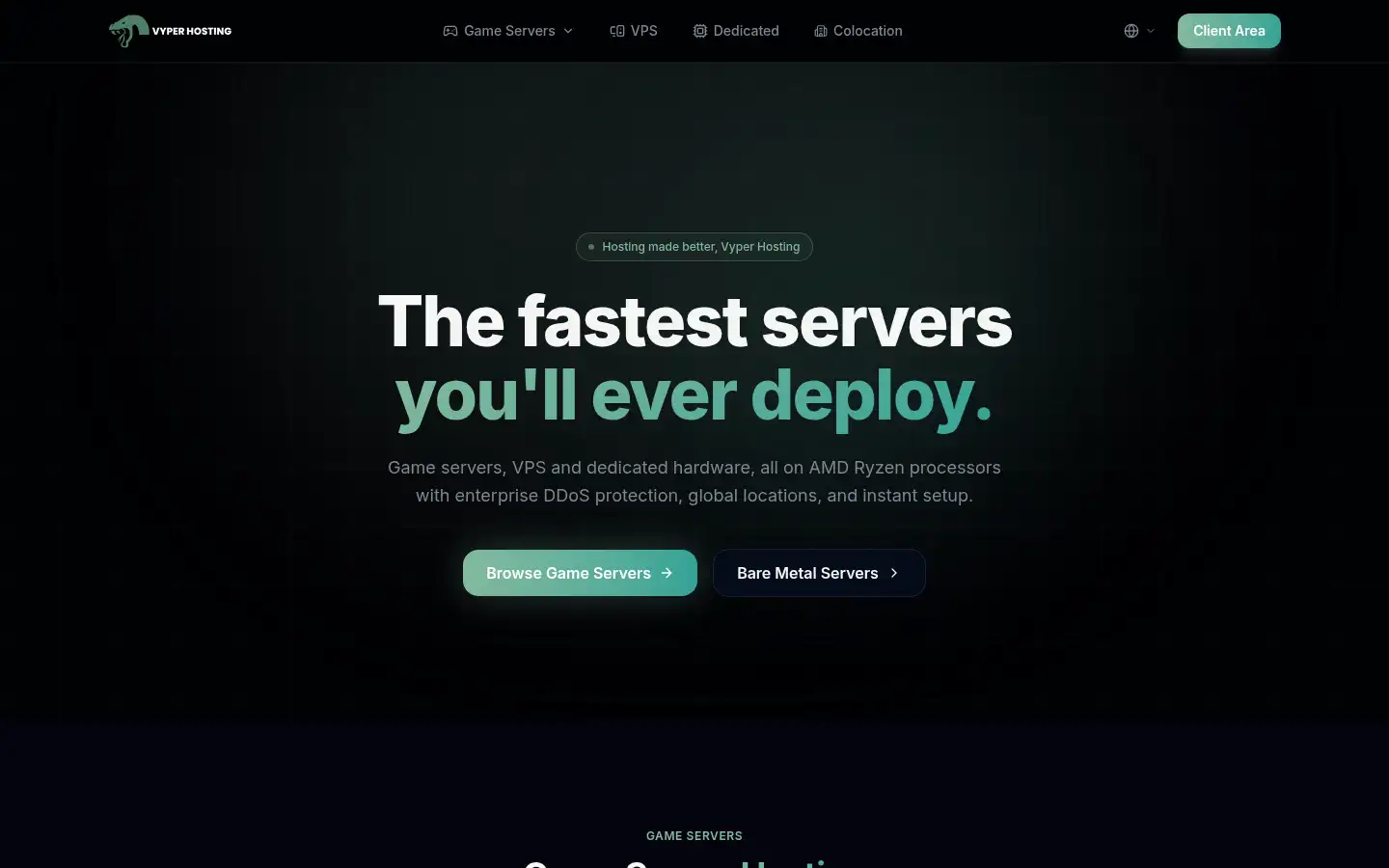 Screenshot of vyperhosting.com