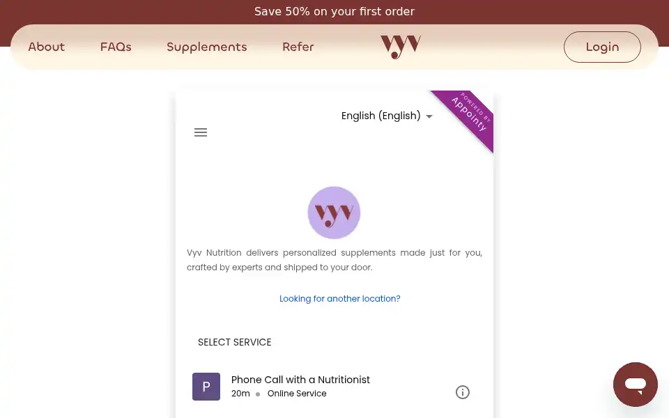 Screenshot of vyvnutrition.com