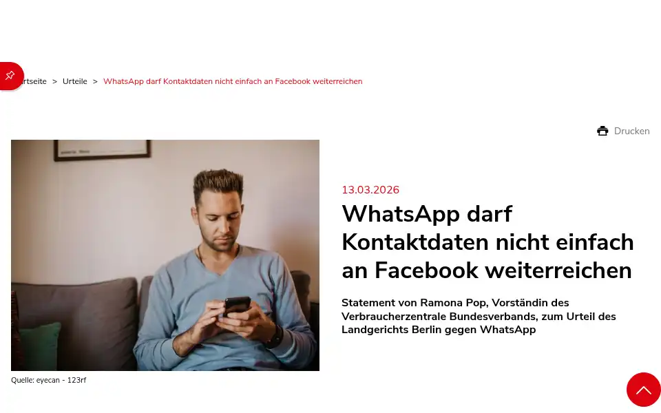 Screenshot of vzbv.de