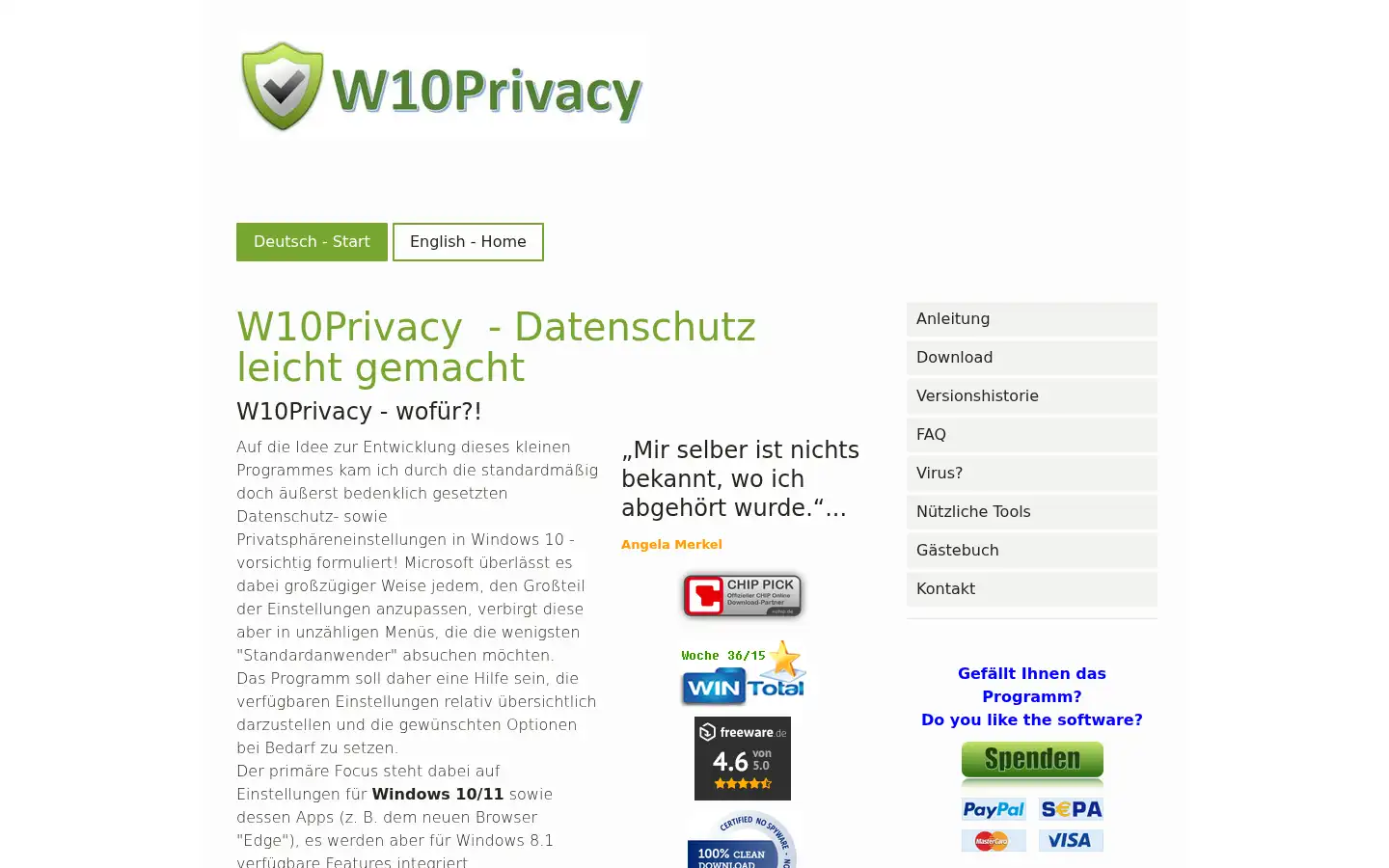 Screenshot of w10privacy.de