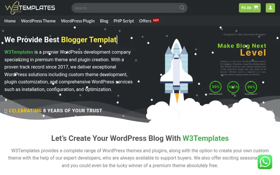 Screenshot of w3templates.com