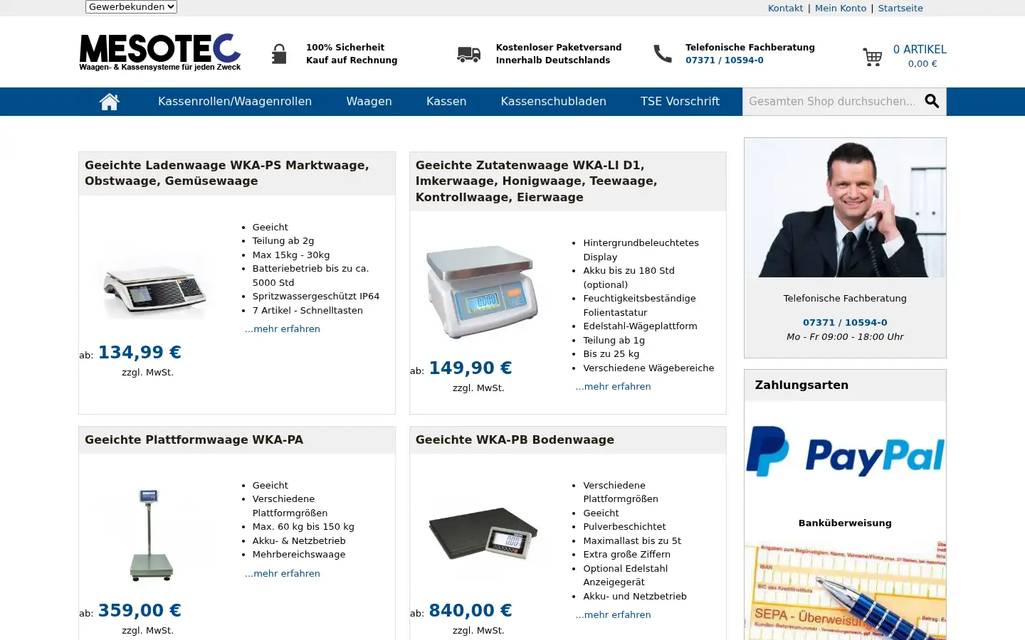 Screenshot of waagen-kassen24.de