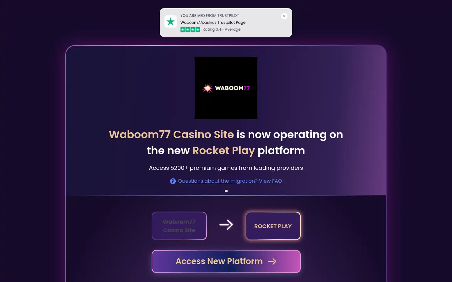 Screenshot of waboom77casinos.live