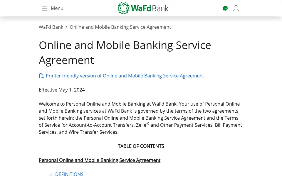 Screenshot of wafdbank.com
