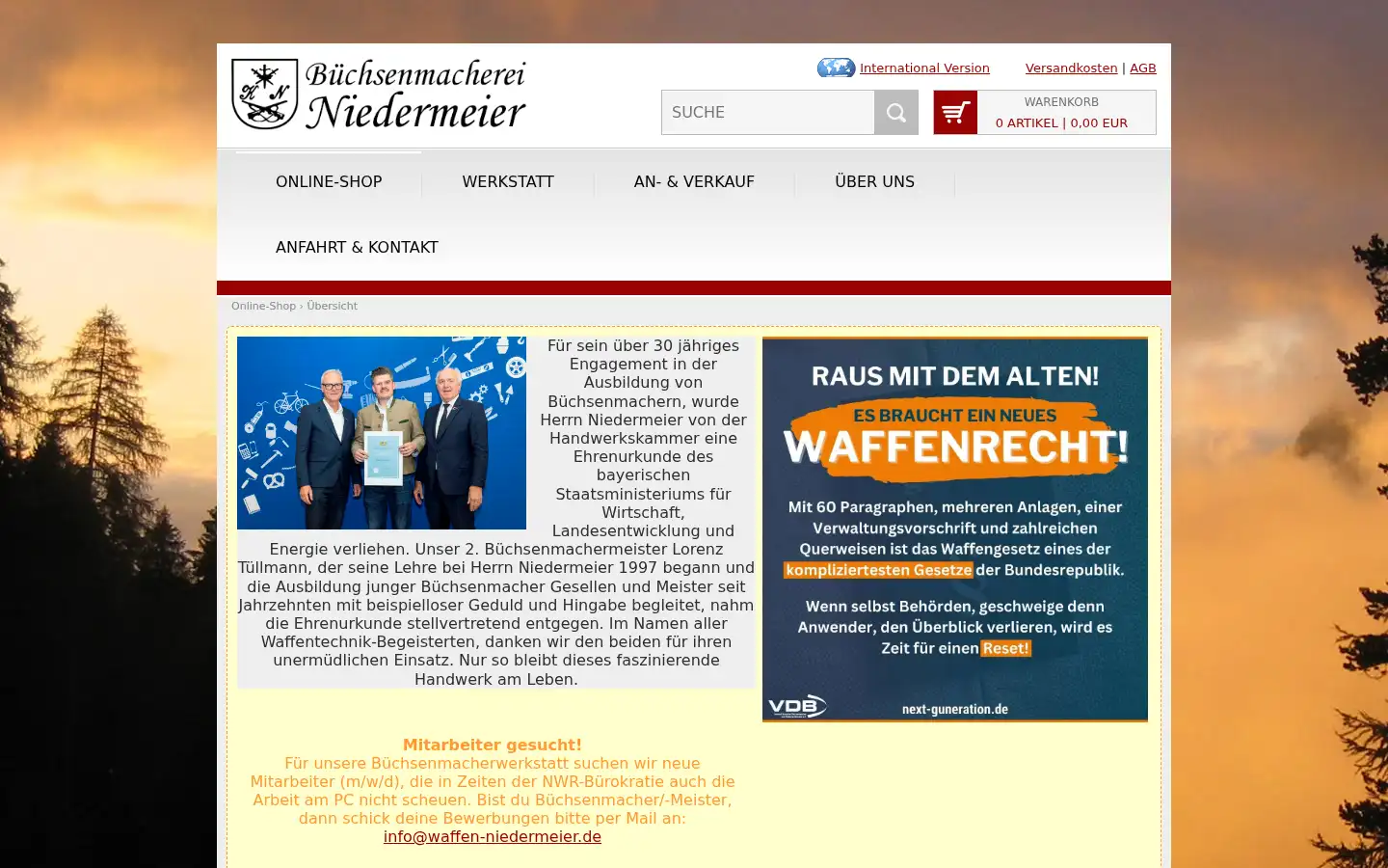 Screenshot of waffen-niedermeier.com