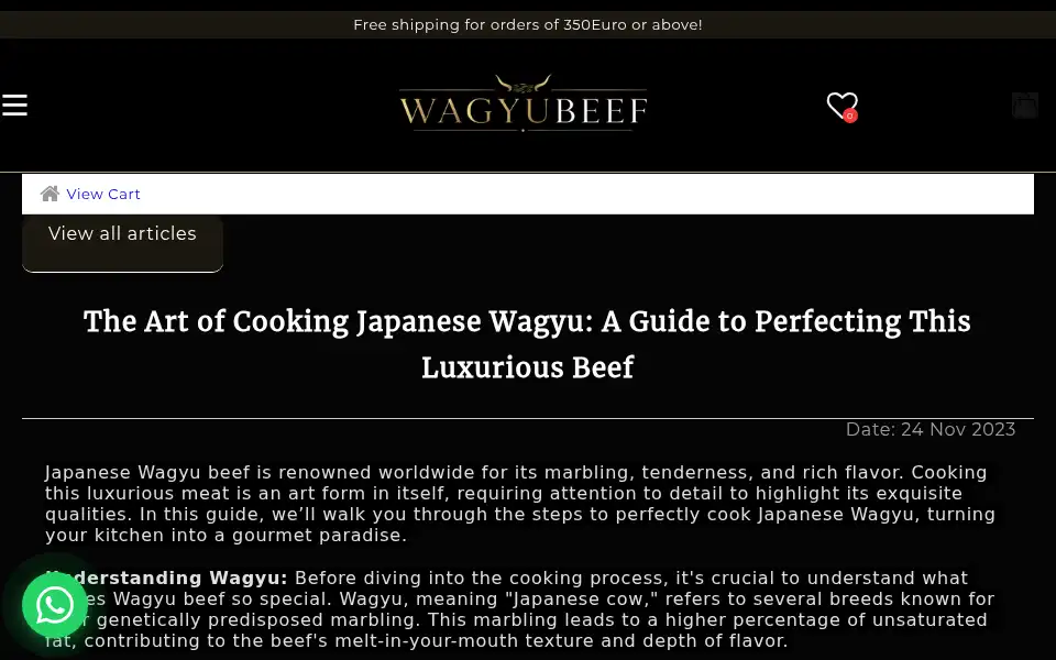 Screenshot of wagyubeef.eu