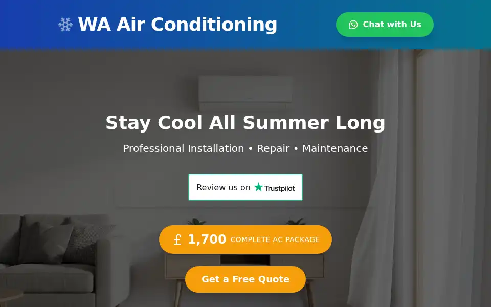 Screenshot of waheating.co.uk