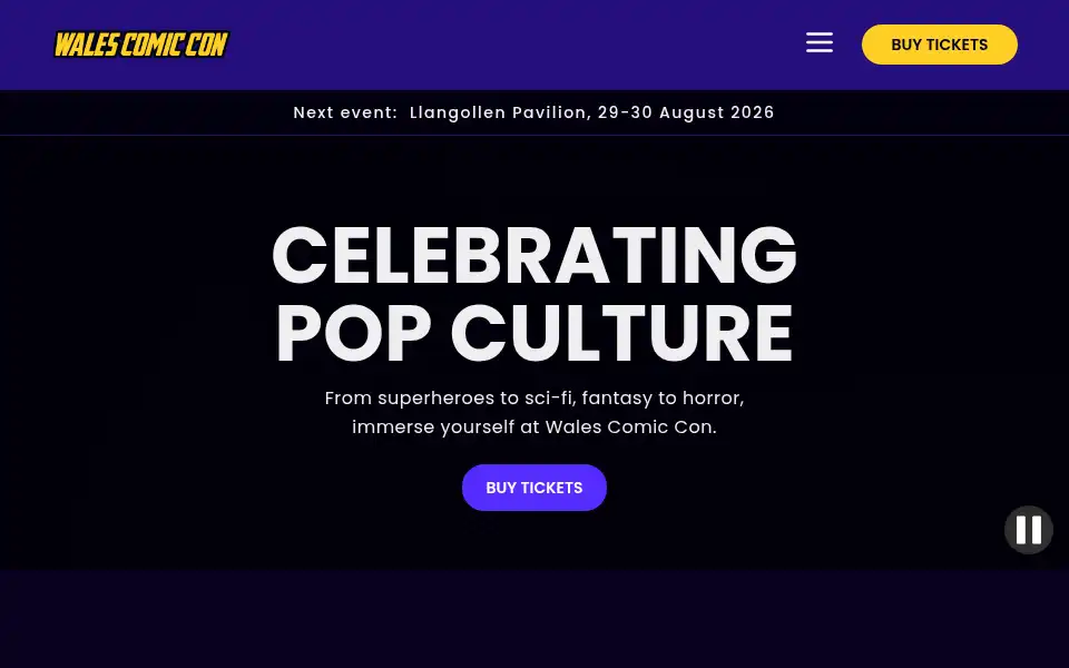 Screenshot of walescomiccon.com