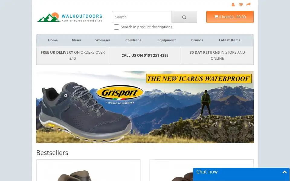 Screenshot of walkoutdoors.com