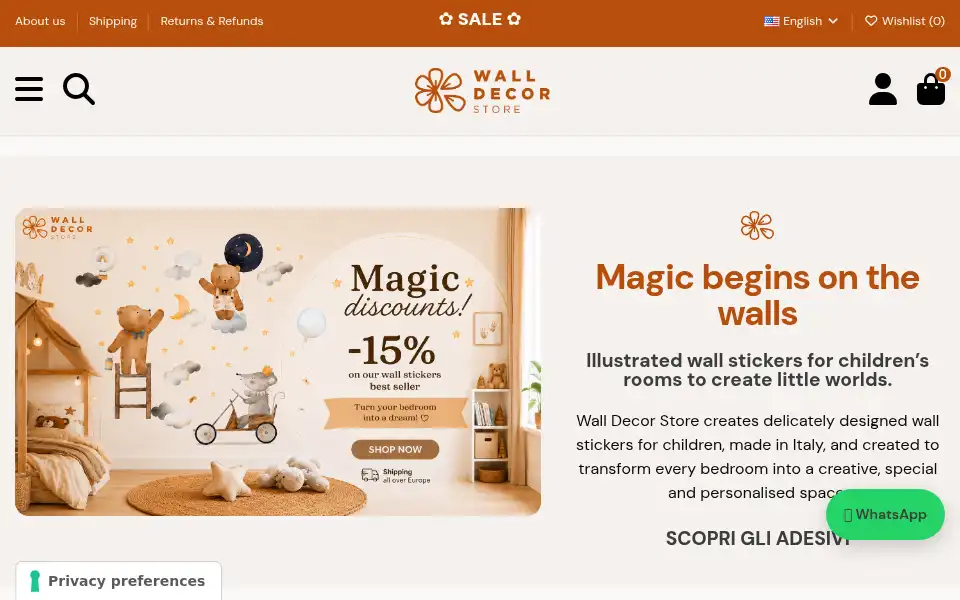 Screenshot of walldecorstore.it