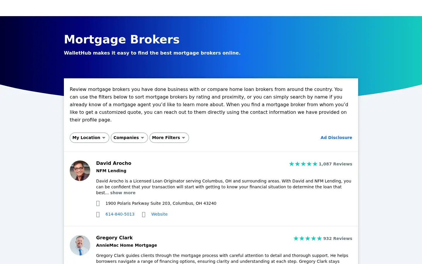 Screenshot of wallethub.com