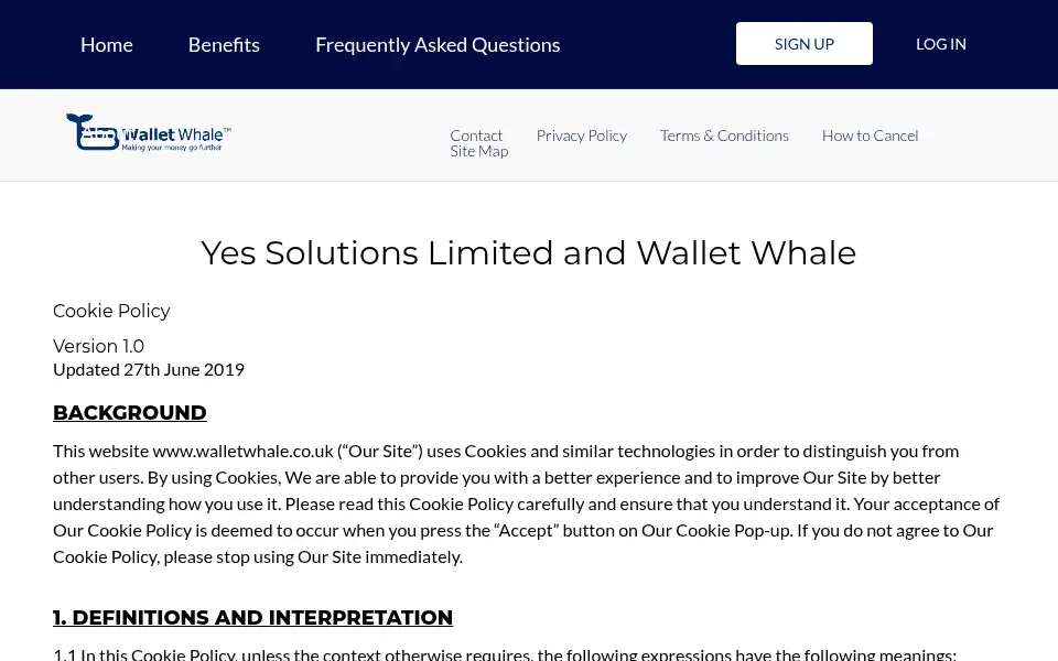 Screenshot of walletwhale.co.uk