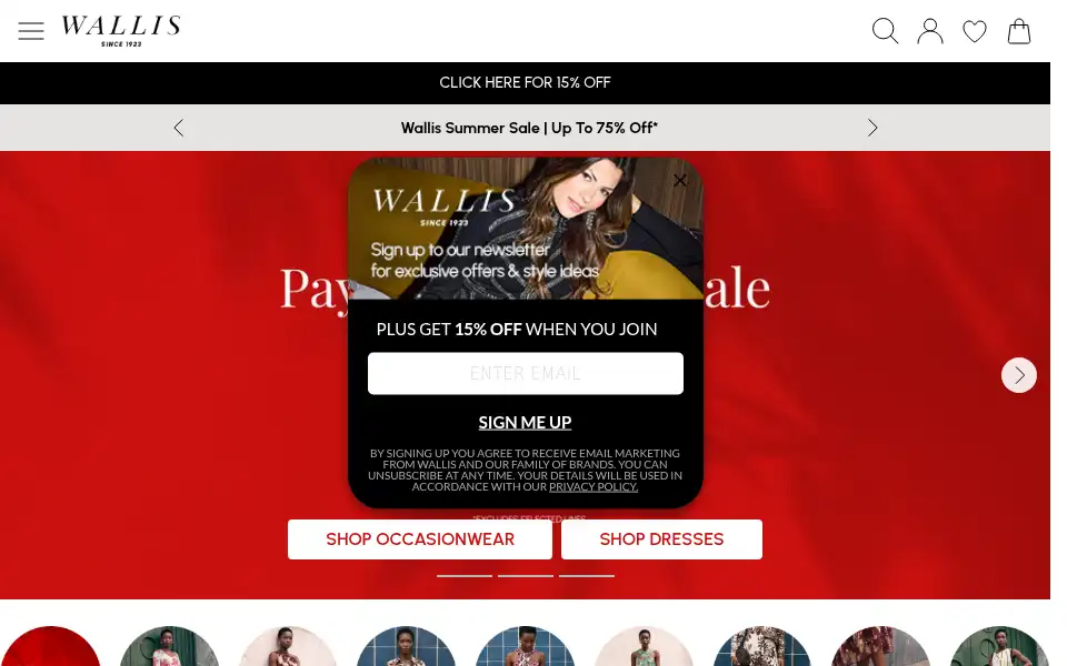 Screenshot of wallisfashion.com