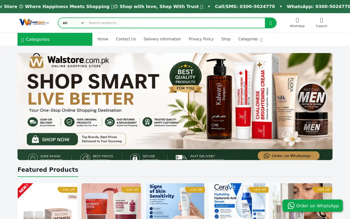 Screenshot of walstore.com.pk