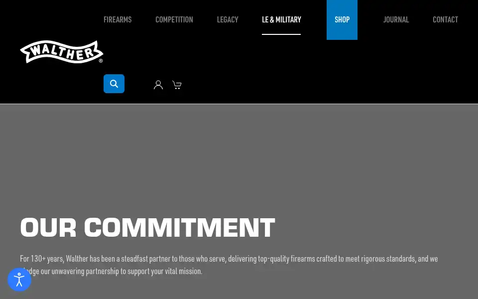 Screenshot of waltherarms.com