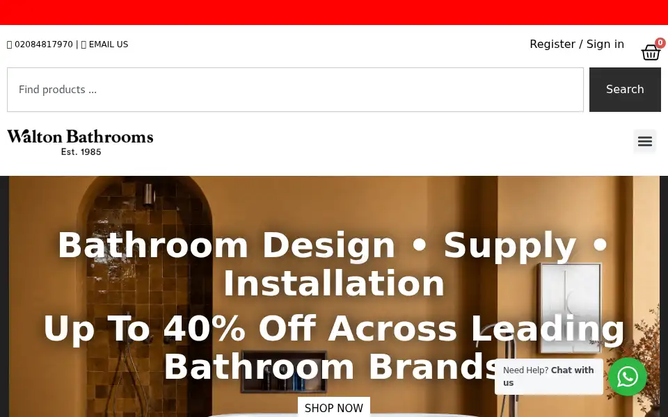 Screenshot of waltonbathrooms.co.uk