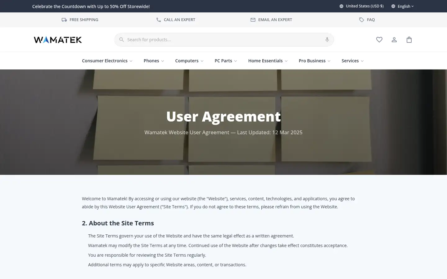 Screenshot of wamatek.com