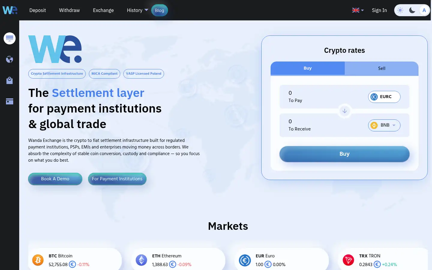 Screenshot of wanda.exchange