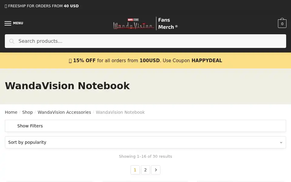 Screenshot of wandavision.store