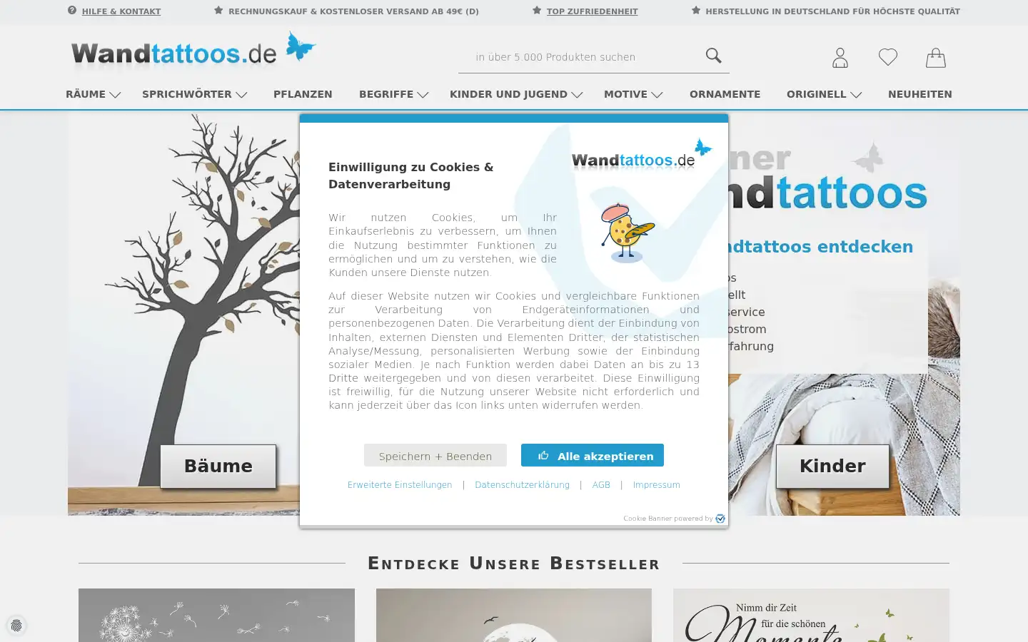 Screenshot of wandtattoos.de