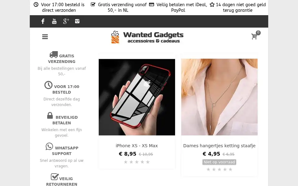 Screenshot of wantedgadgets.nl