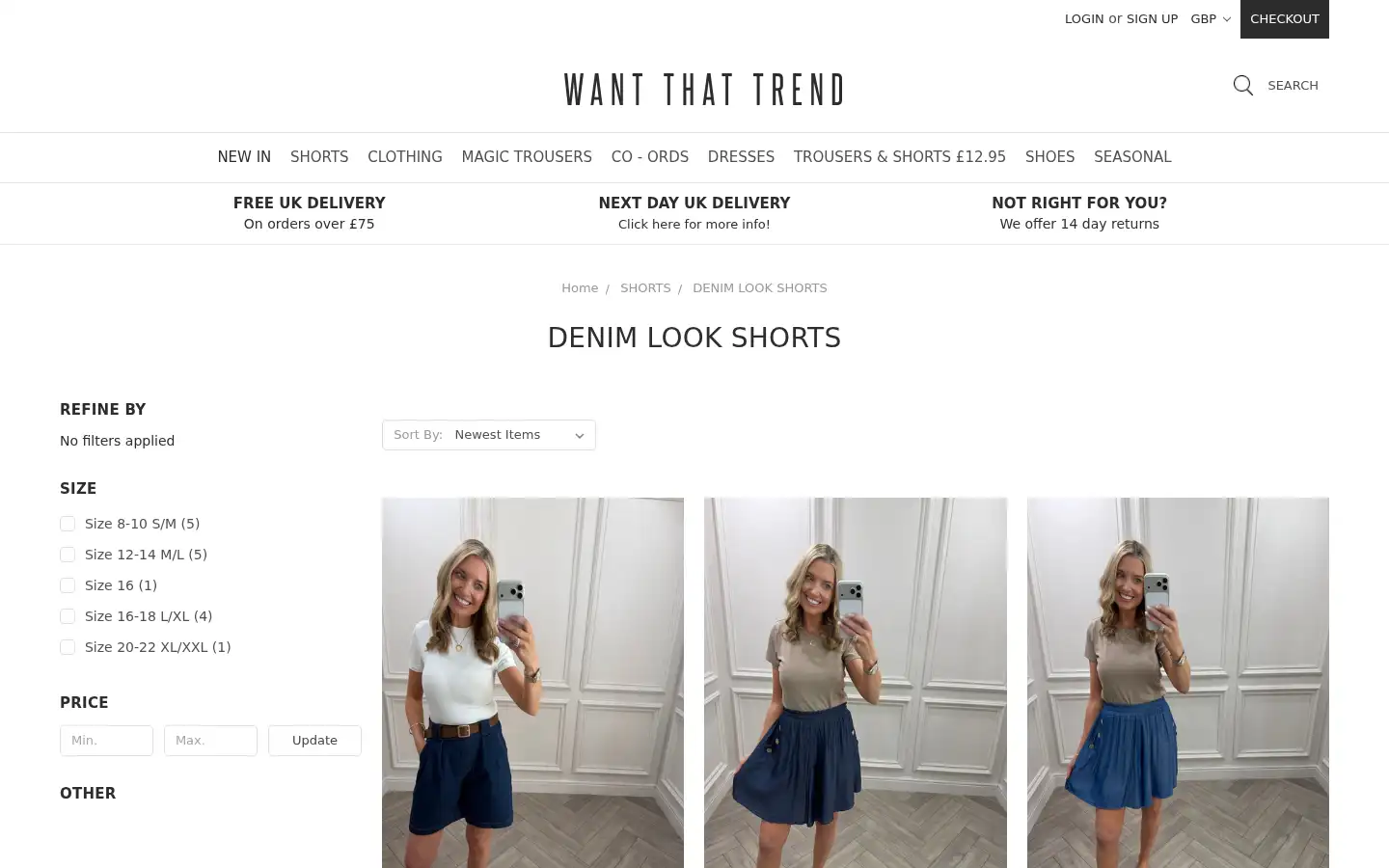 Screenshot of wantthattrend.com