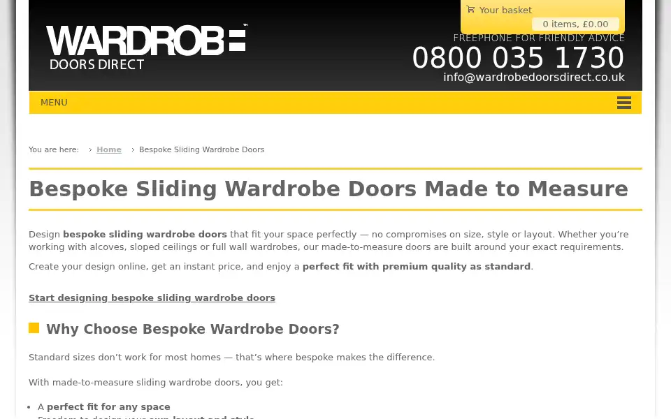 Screenshot of wardrobedoorsdirect.co.uk
