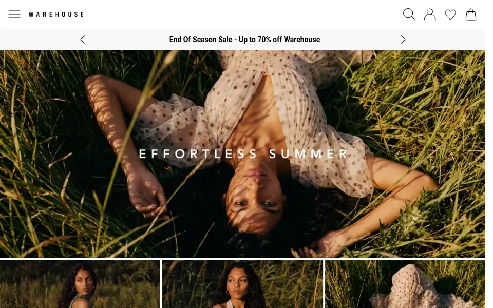 Screenshot of warehousefashion.com