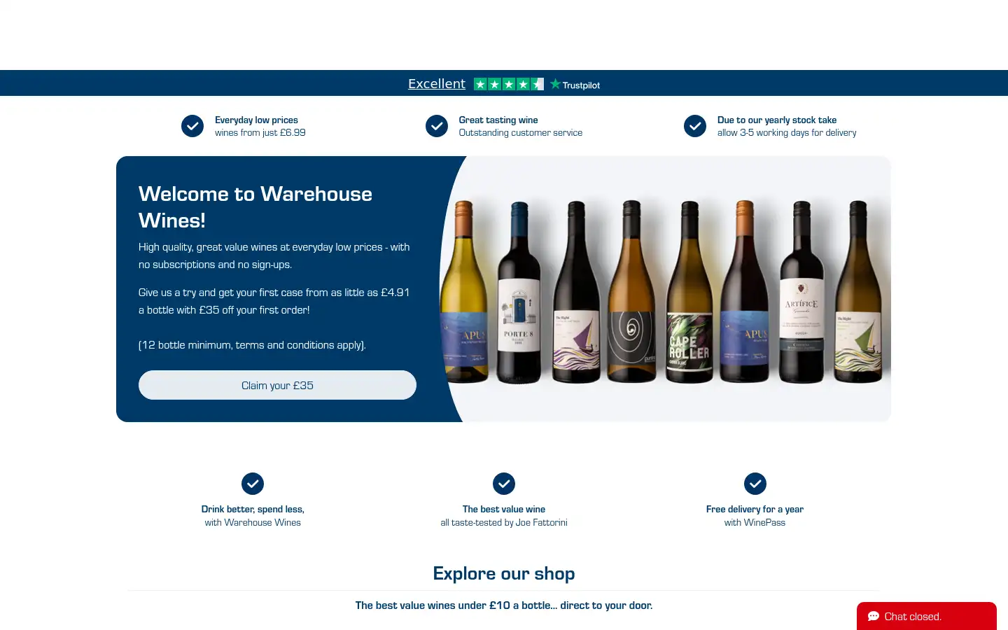 Screenshot of warehousewines.co.uk