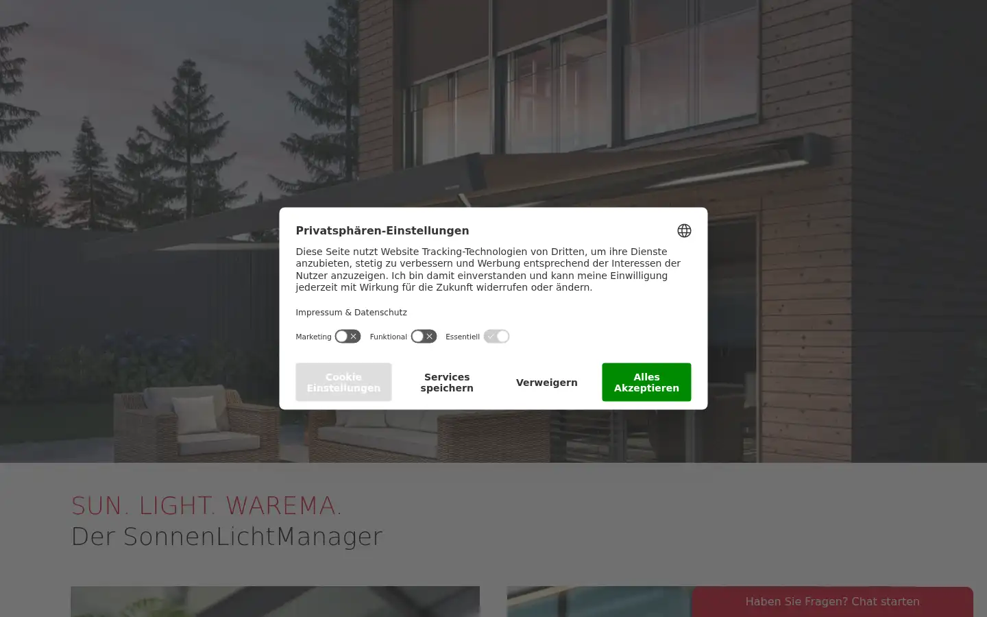 Screenshot of warema.com
