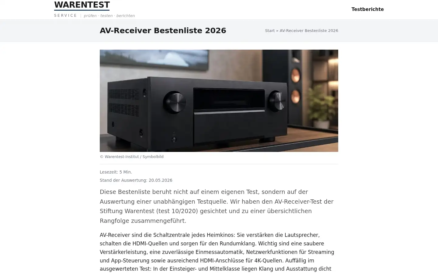 Screenshot of warentest-institut.eu