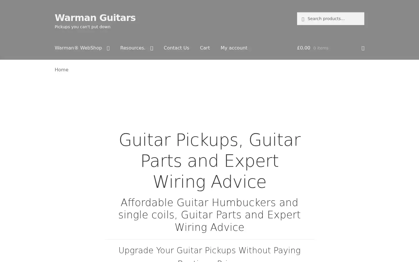 Screenshot of warmanguitars.co.uk