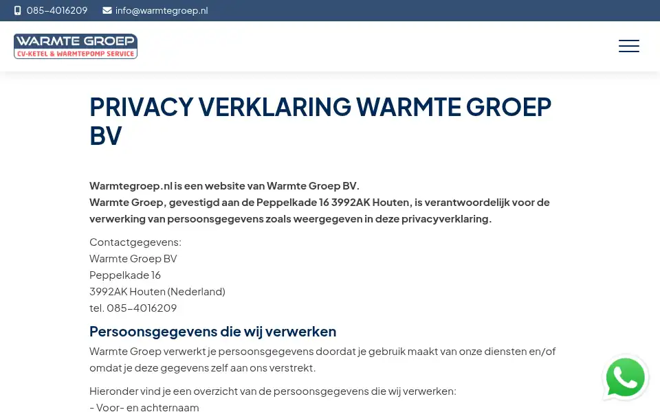Screenshot of warmtegroep.nl