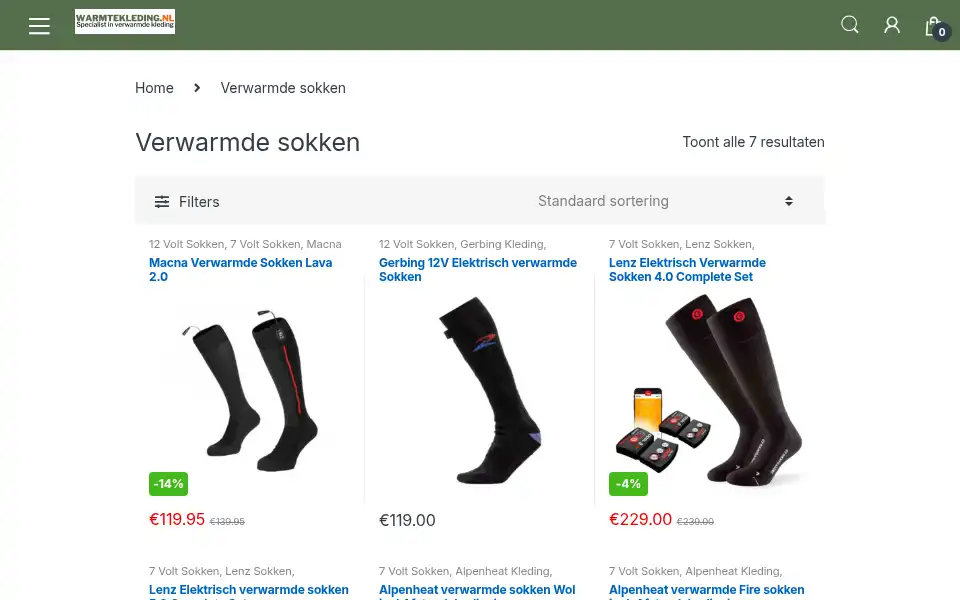 Screenshot of warmtekleding.nl