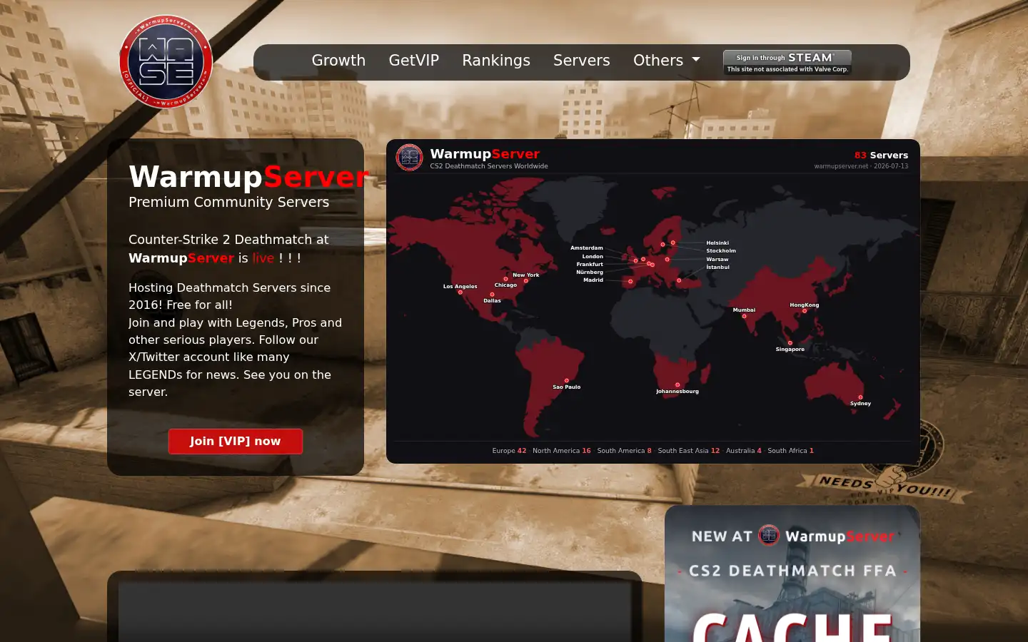 Screenshot of warmupserver.net