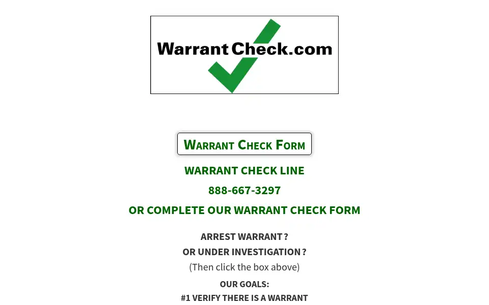 Screenshot of warrantcheck.com